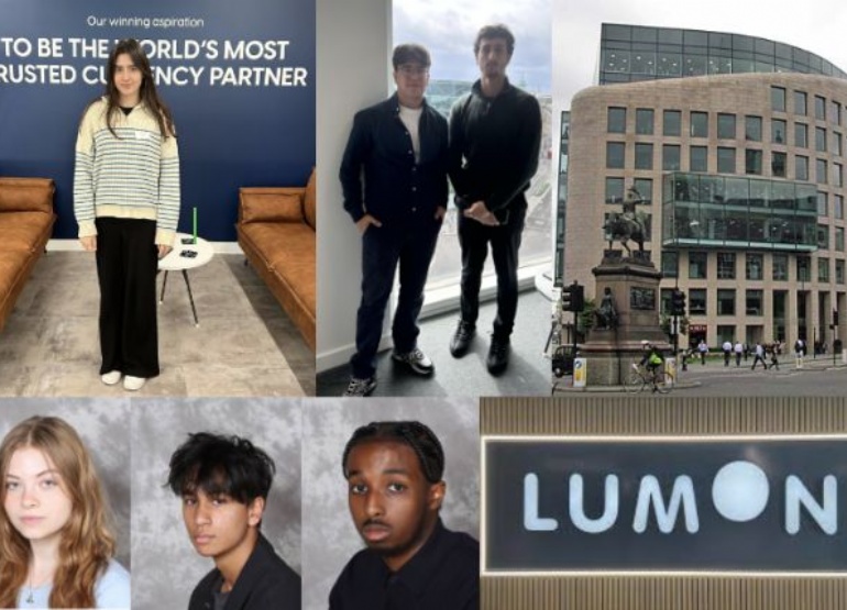 sixthf orm studnets at Lumon, lumon building and logo